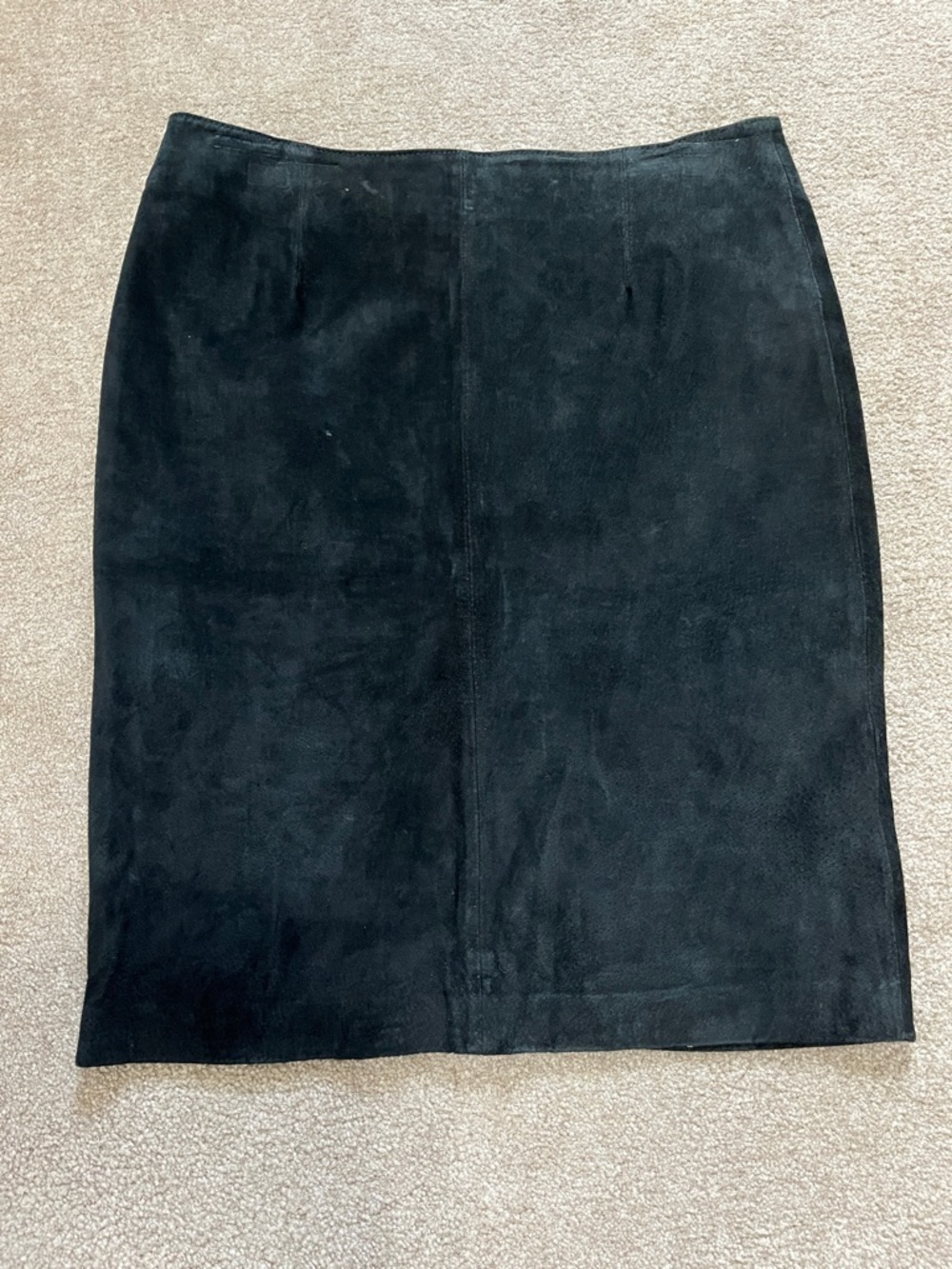 Merona Vintage Suede Brushed Leather 80’s Black knee length Skirt Size 6